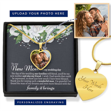 New Mom Card with Photo Heart Necklace - Love You This Much